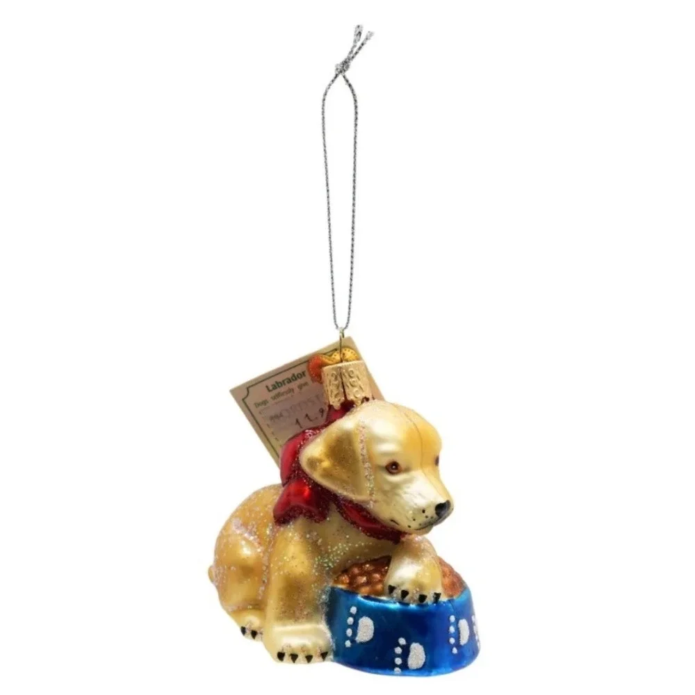 Old World Christmas Golden Labrador Puppy Glass Ornament Yellow Lab OS Gold New
